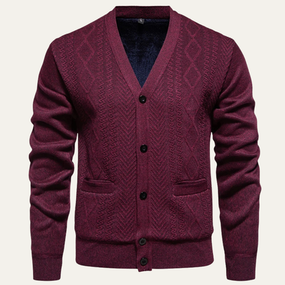 Gilet Homme Maille Texturée Col V Élégant