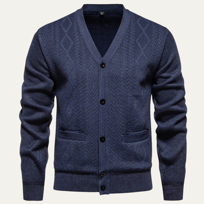 Gilet Homme Maille Texturée Col V Élégant