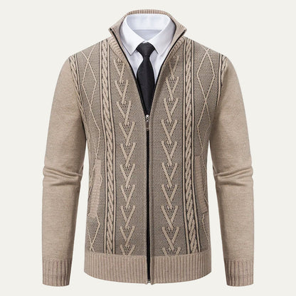 Gilet Maille Zippé Homme Col Montant Sport Chic - PanierRoyale