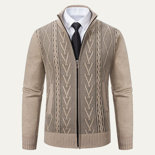 Gilet Maille Zippé Homme Col Montant Sport Chic - PanierRoyale