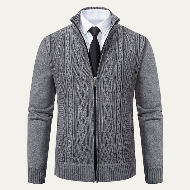 Gilet Maille Zippé Homme Col Montant Sport Chic