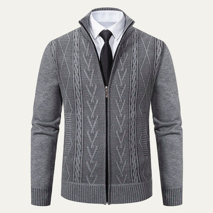 Gilet Maille Zippé Homme Col Montant Sport Chic