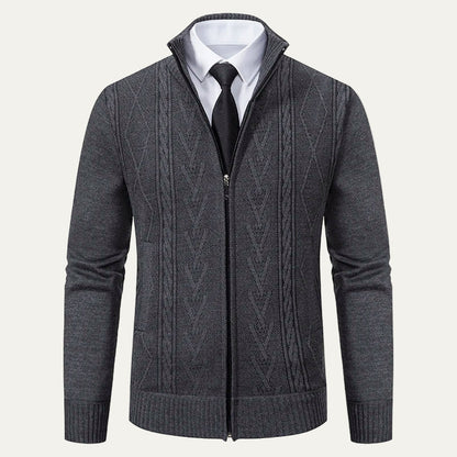 VogeLuxe | Gilet en maille texturée zippé pour homme avec col montant 2