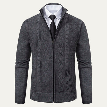 Gilet Maille Zippé Homme Col Montant Sport Chic