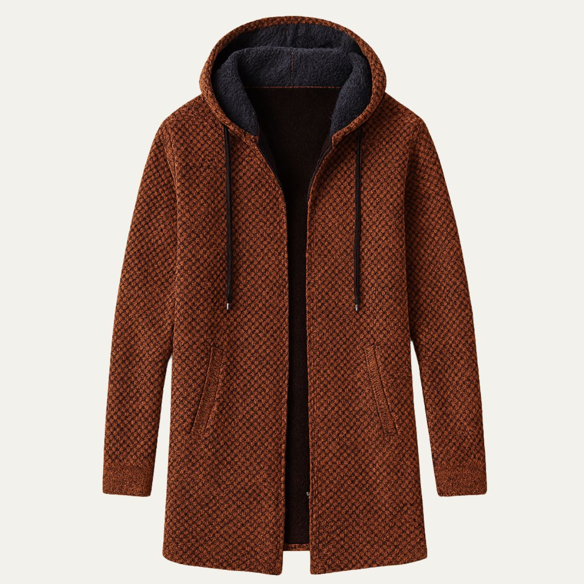 Gilet long à capuche homme hiver chaud et léger