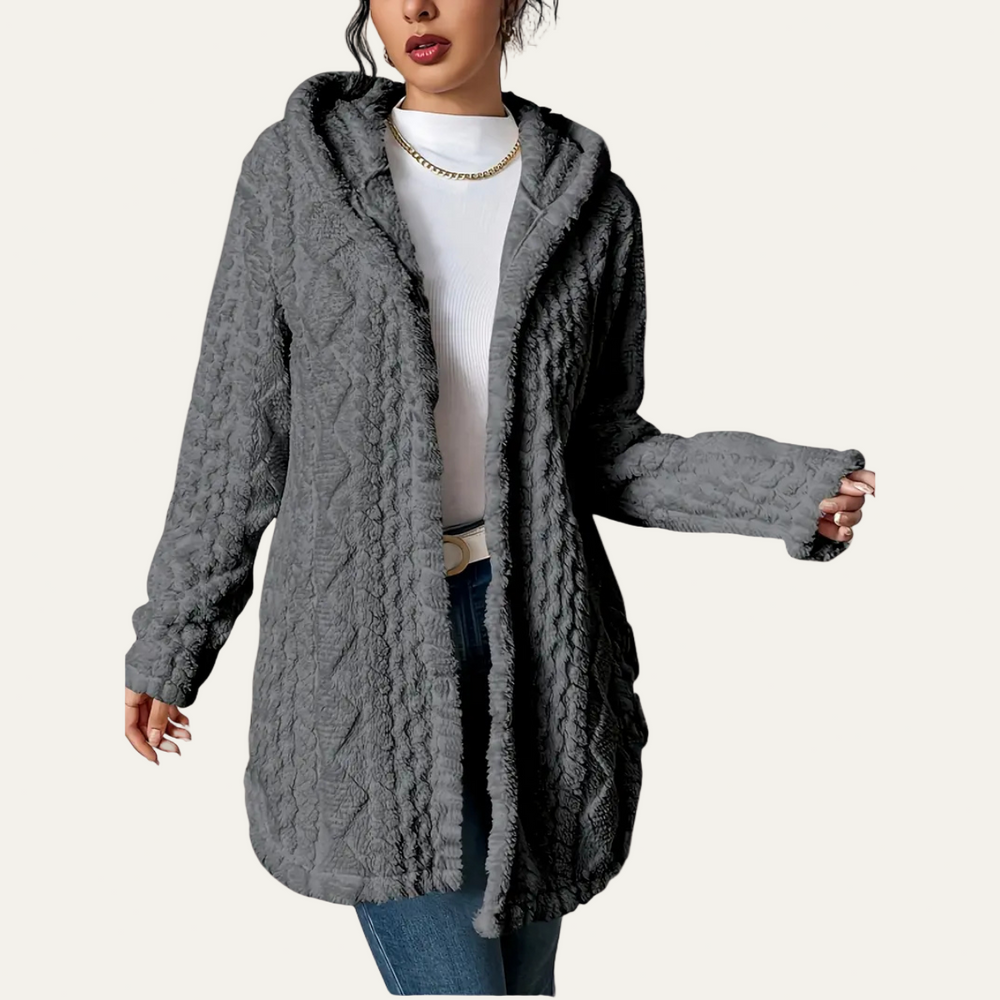 Gilet long à capuche texturé - vue 2