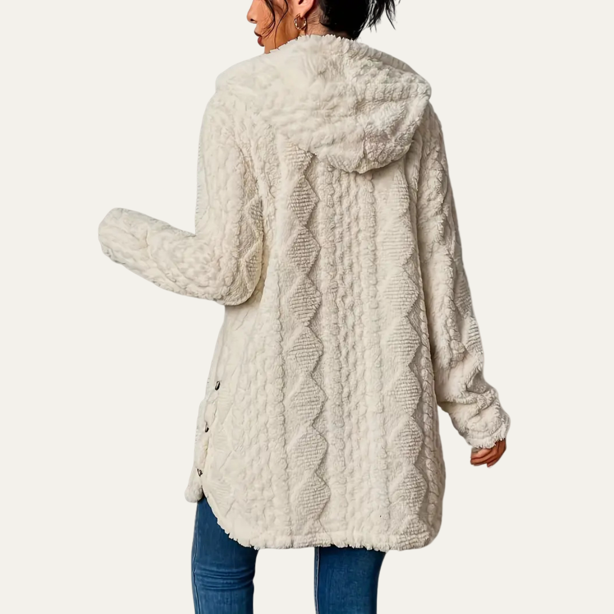 VogeLuxe | Gilet long à capuche texturé pour femme 3