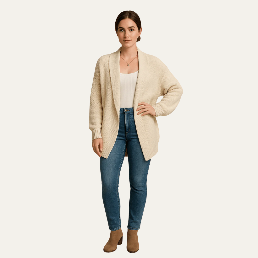 Gilet femme long doux et décontracté col châle
