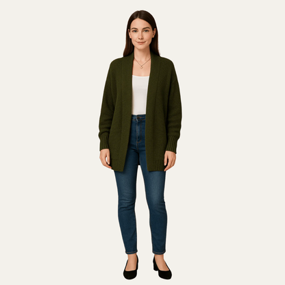 Gilet femme long doux et décontracté col châle