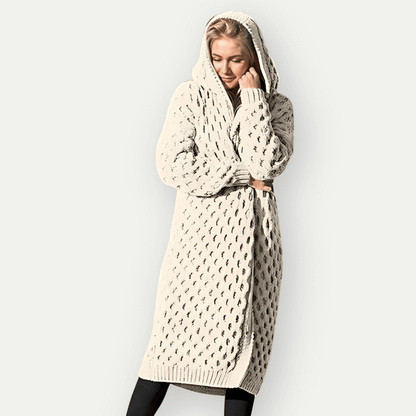 Gilet femme long en maille épaisse et chaud