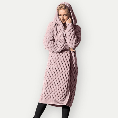 Gilet femme long en maille épaisse et chaud