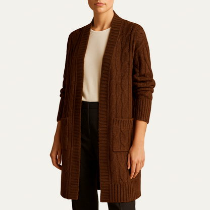 Gilet femme long en maille épaisse et doux - PanierRoyale