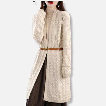 Gilet femme long en maille épaisse et douce