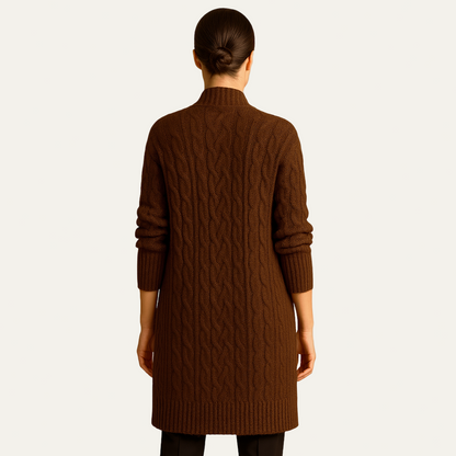 VogeLuxe | Gilet long en maille torsadée pour femme 3