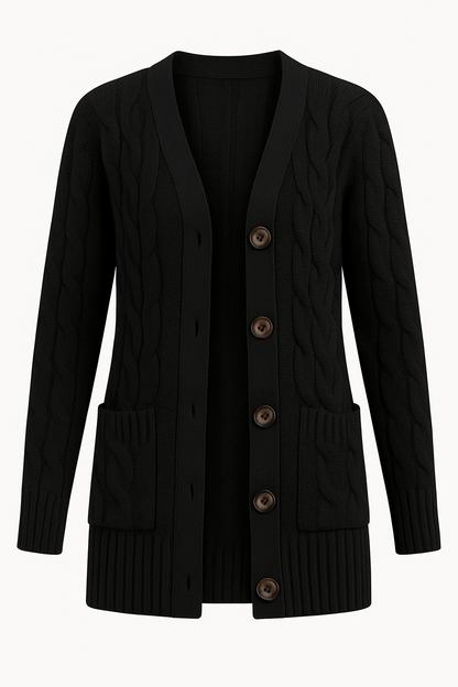 VogeLuxe | Gilet long en maille torsadée pour femme 4