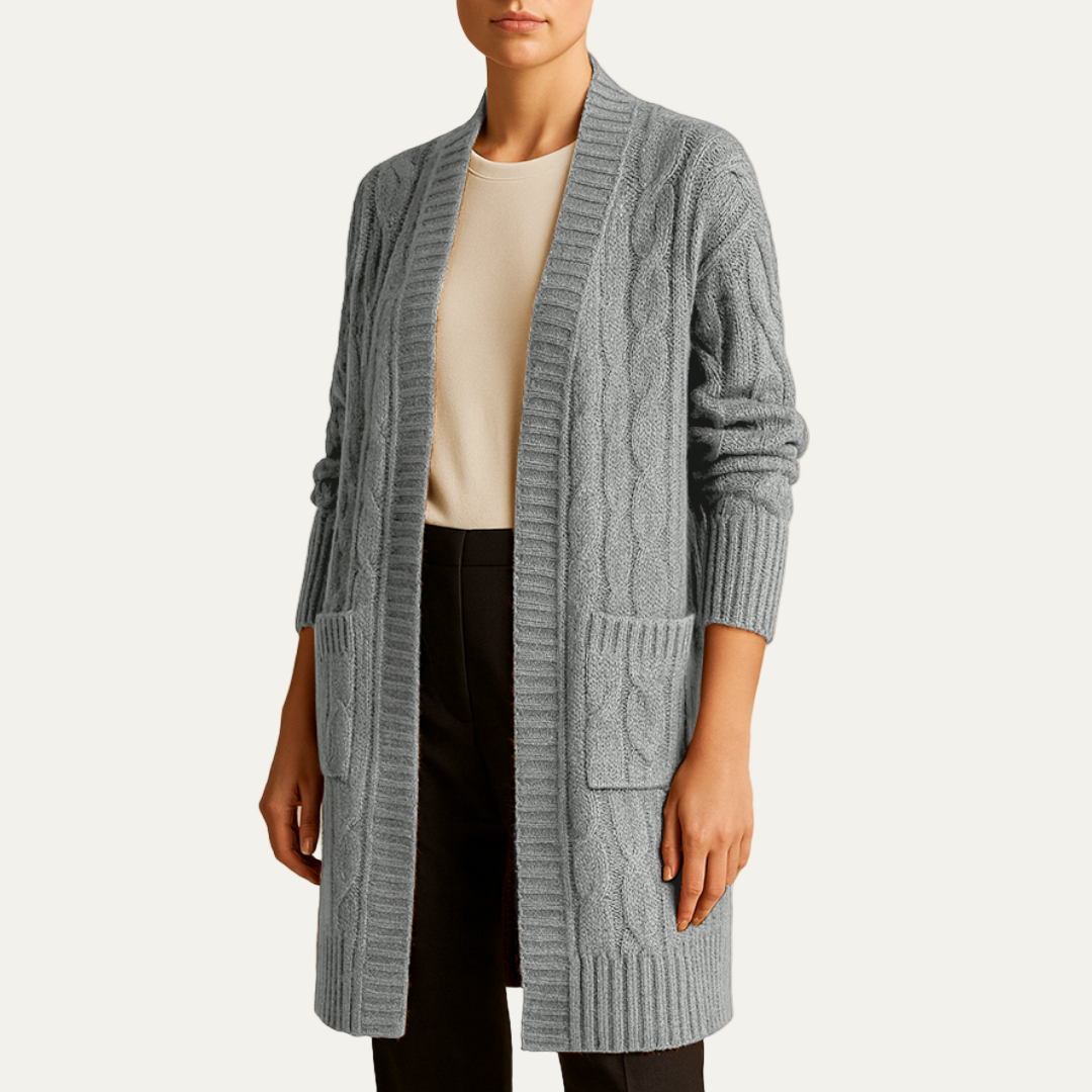 Gilet femme long en maille épaisse et doux