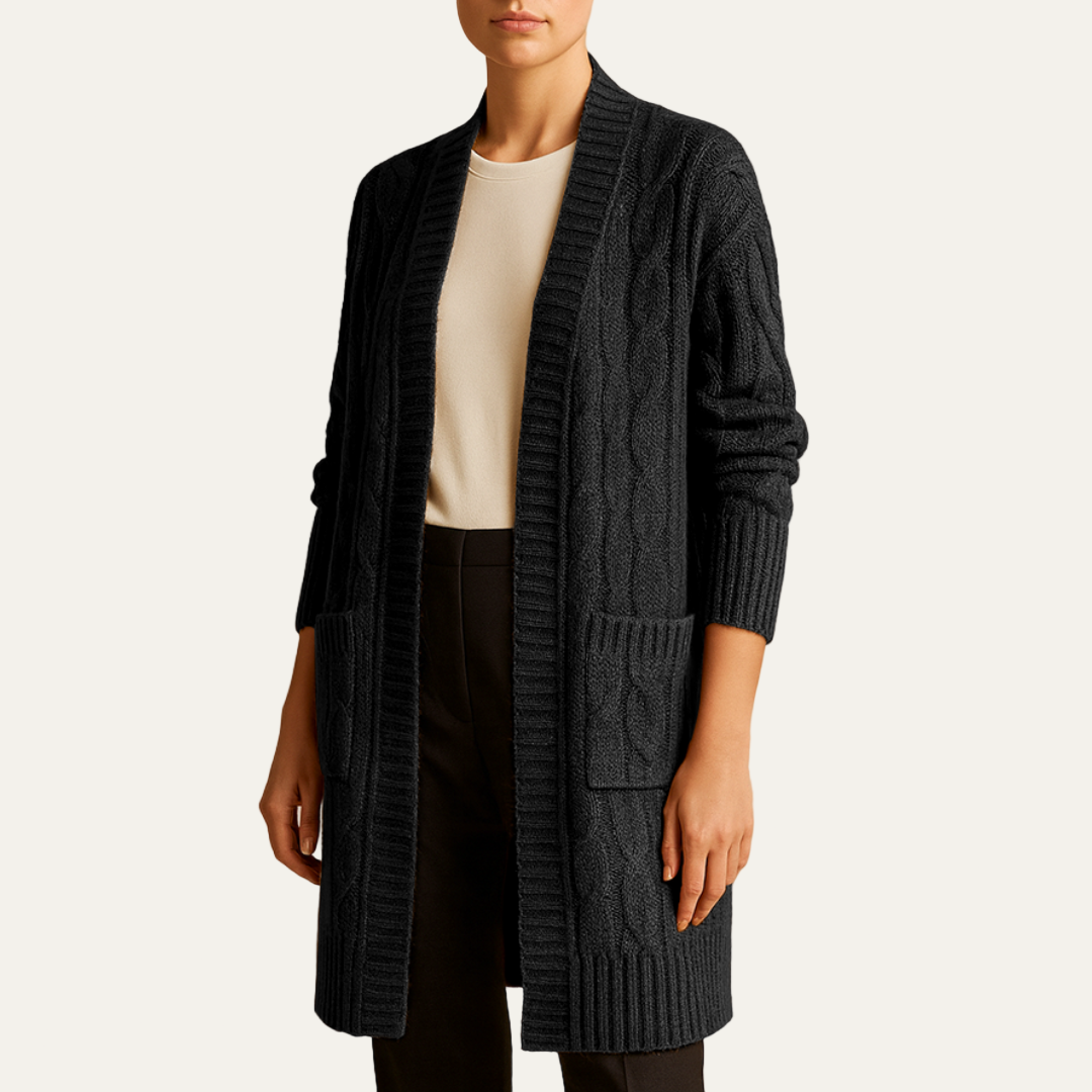 Gilet femme long en maille épaisse et doux