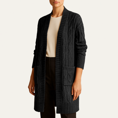 Gilet femme long en maille épaisse et doux