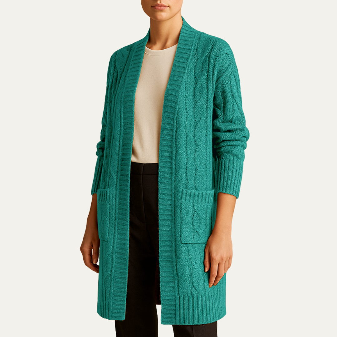 Gilet femme long en maille épaisse et doux