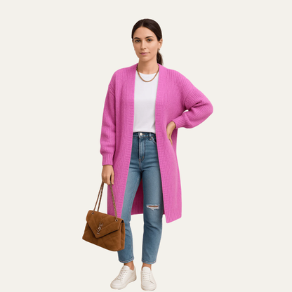 VogeLuxe | Gilet long ouvert duveteux pour femme 3
