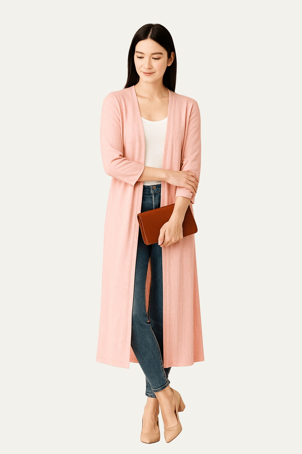 Gilet femme long décontracté