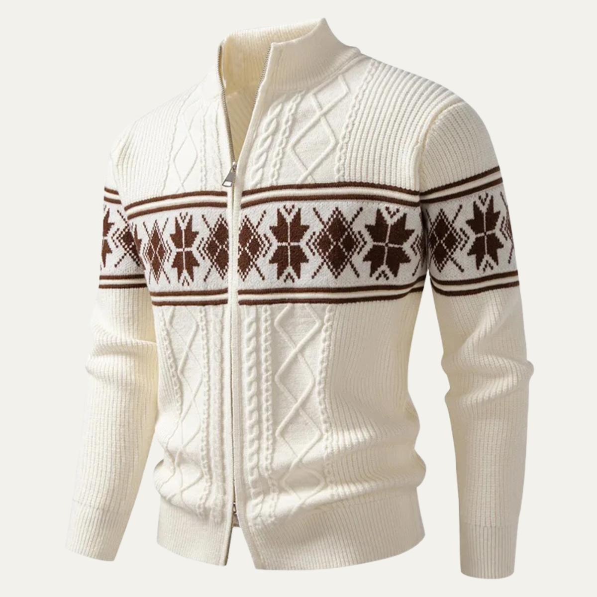 Gilet Homme Long Zippé Chauffant Style Nordique