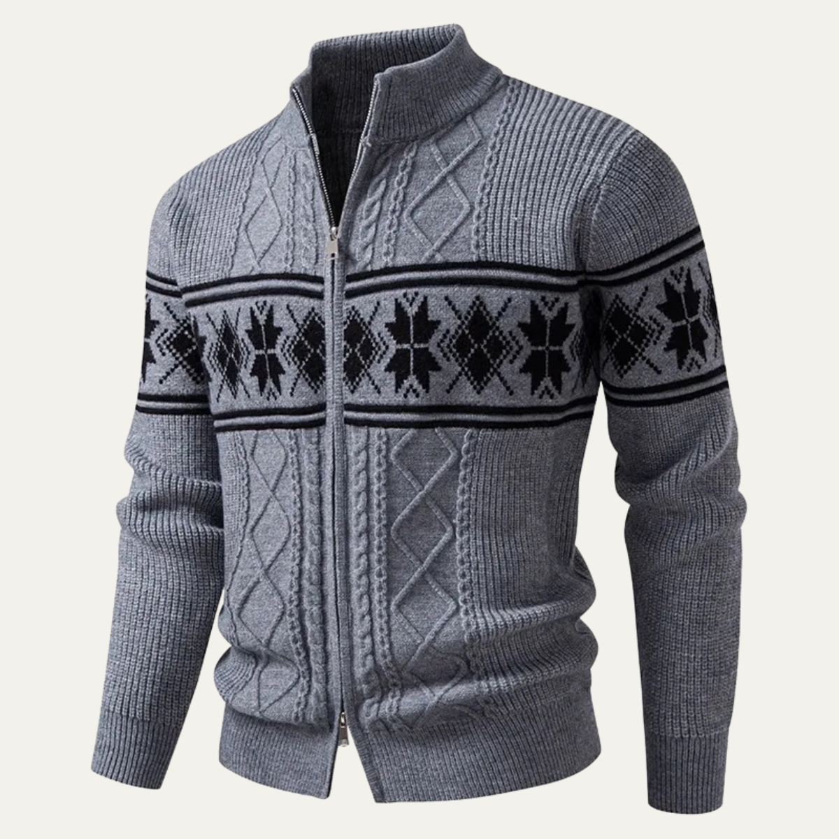 Gilet Homme Long Zippé Chauffant Style Nordique