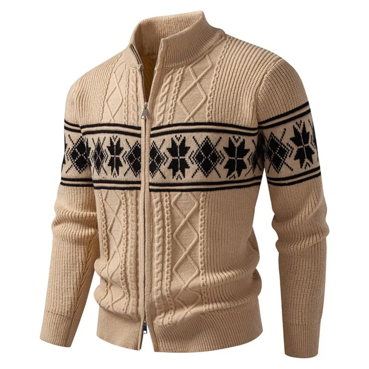 VogeLuxe | Gilet long zippé à col montant pour homme, style nordique 4