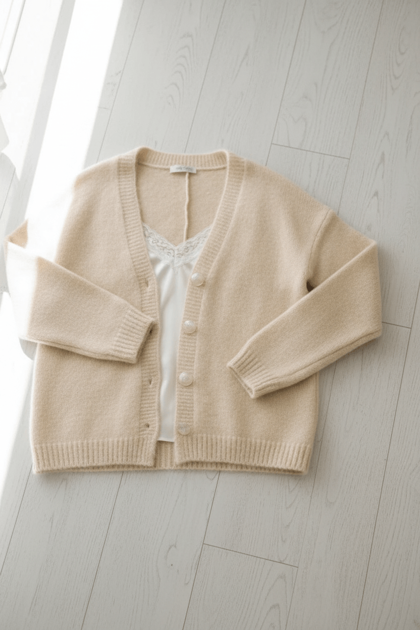 VogeLuxe | Gilet oversize à boutons en maille duveteuse pour femme 2