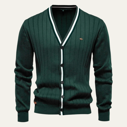 Gilet Homme Rayé Col V Élégant - PanierRoyale