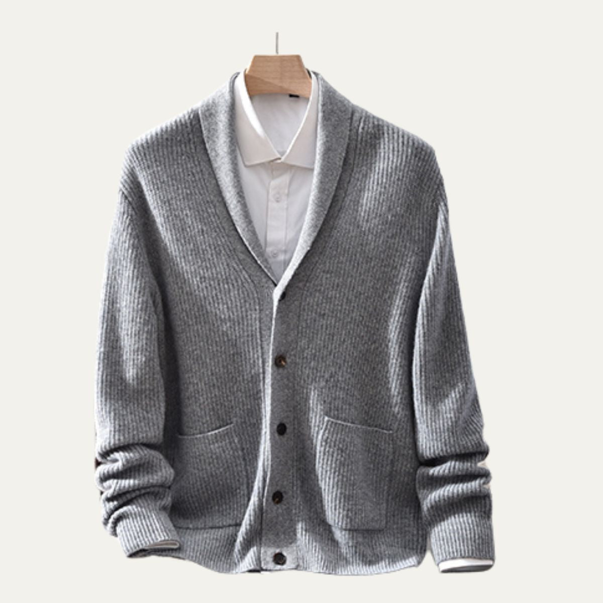 VogeLuxe | Gilet tricoté à col châle pour homme 9