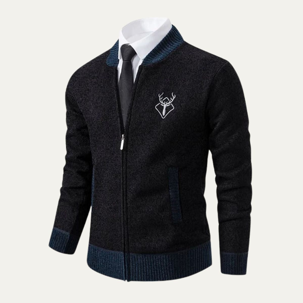 Gilet homme zippé en molleton avec motif rennes hivernal - PanierRoyale