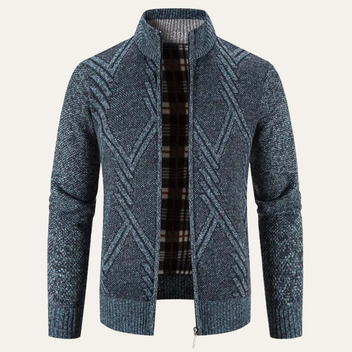 Gilet en maille géométrique pour homme zippé moderne - PanierRoyale