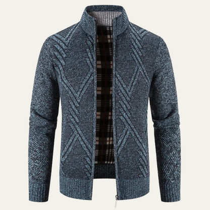 Gilet en maille géométrique pour homme zippé moderne - PanierRoyale