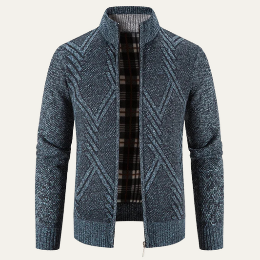 Gilet en maille géométrique pour homme zippé moderne - PanierRoyale
