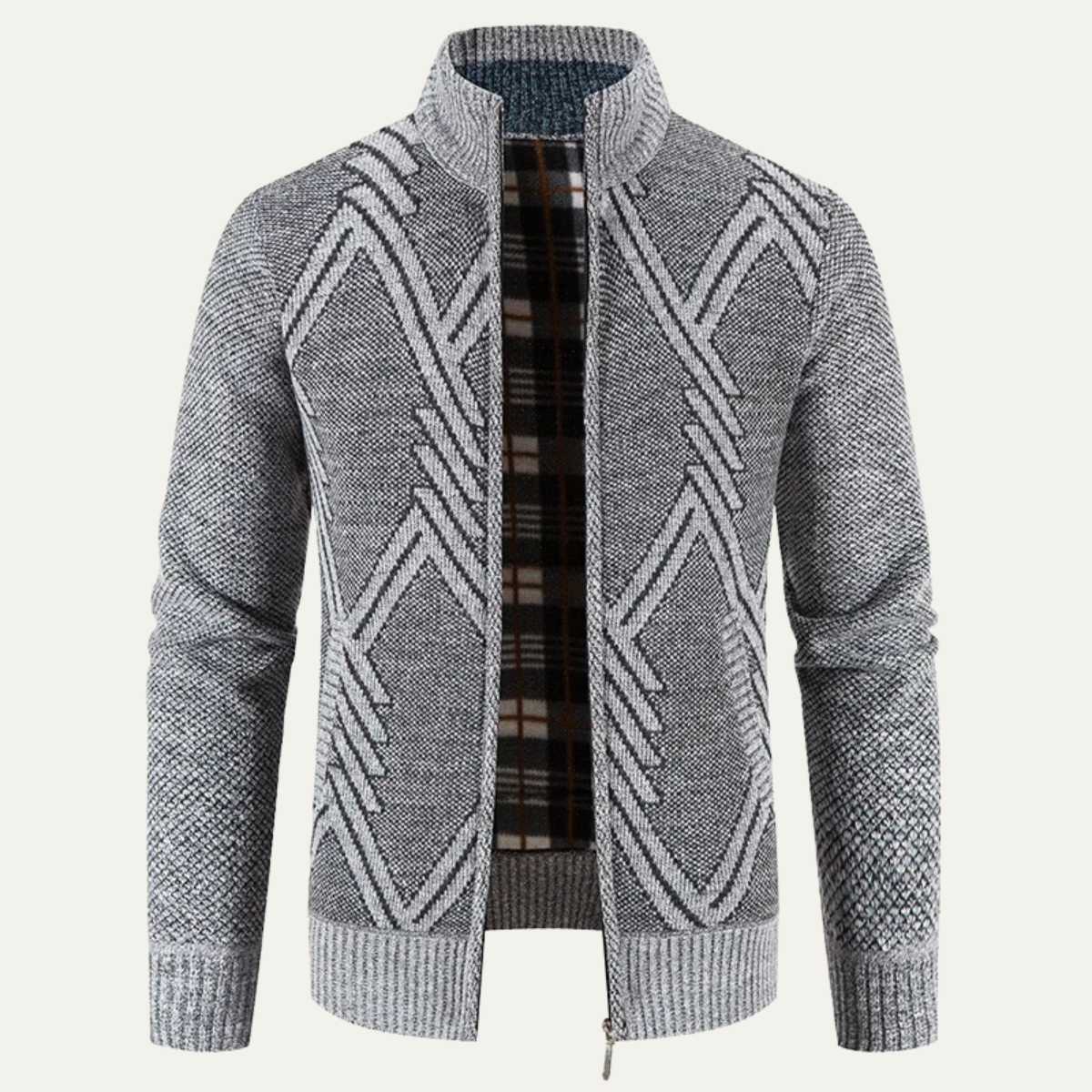 VogeLuxe | Gilet zippé en maille géométrique pour homme 2
