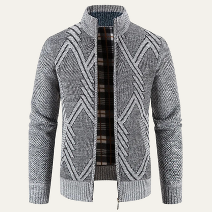 Gilet en maille géométrique pour homme zippé moderne