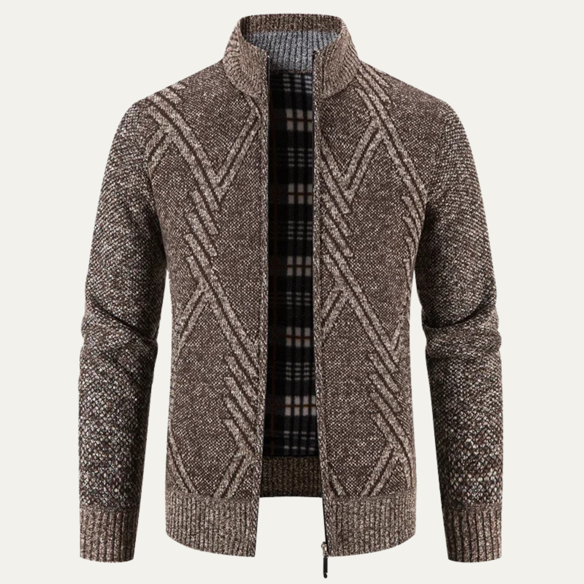 Gilet en maille géométrique pour homme zippé moderne