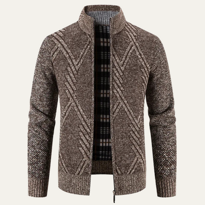 Gilet en maille géométrique pour homme zippé moderne