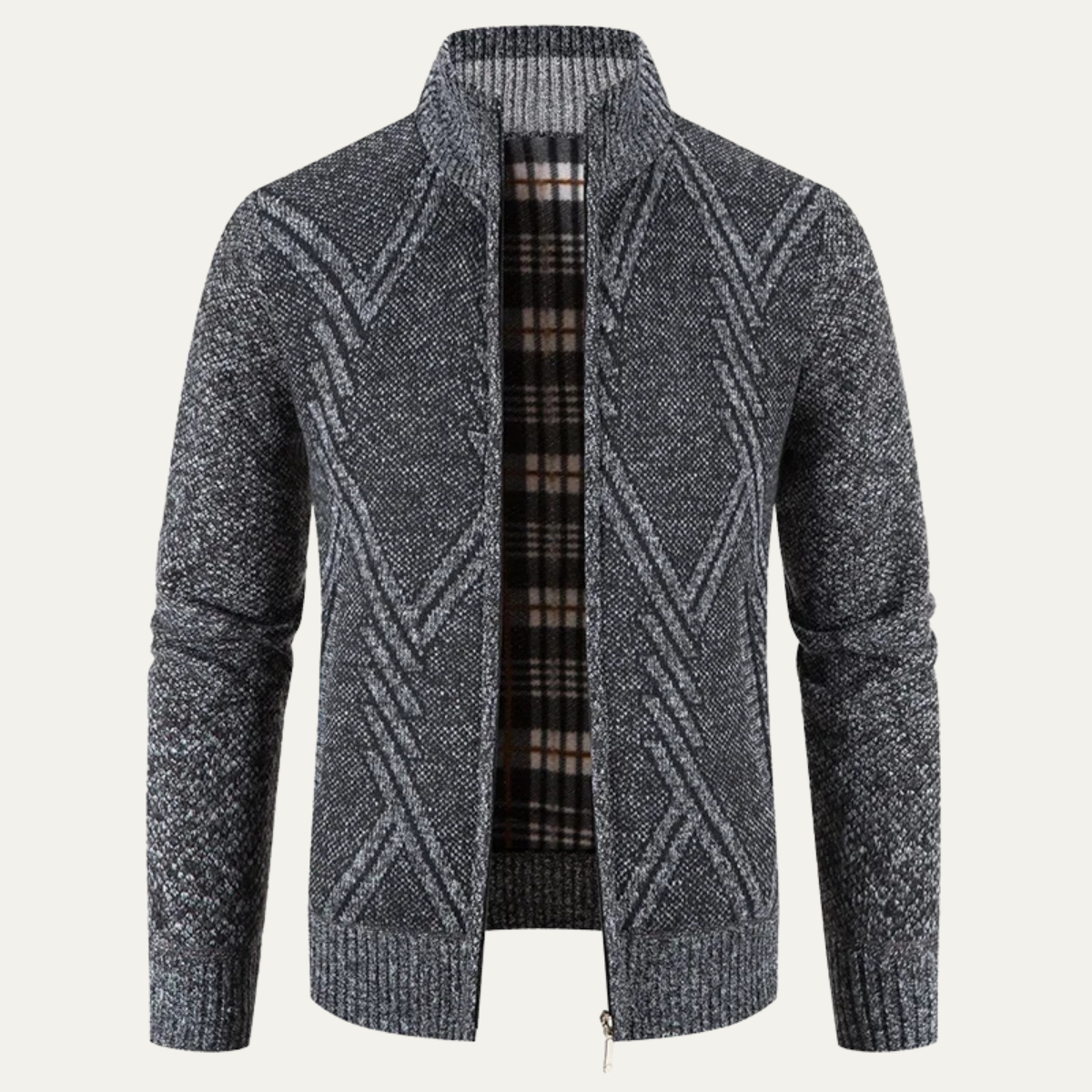 Gilet en maille géométrique pour homme zippé moderne