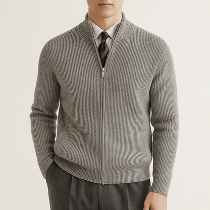 Pull zippé laine mérinos homme chaud hiver