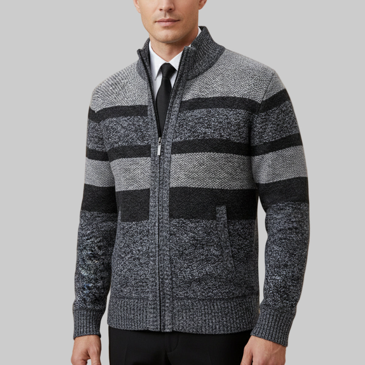 VogeLuxe | Gilet zippé rayé pour homme 1