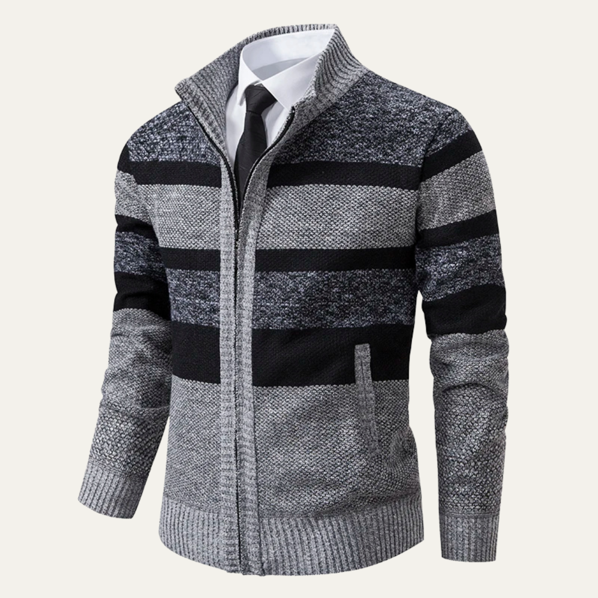 VogeLuxe | Gilet zippé rayé pour homme 4