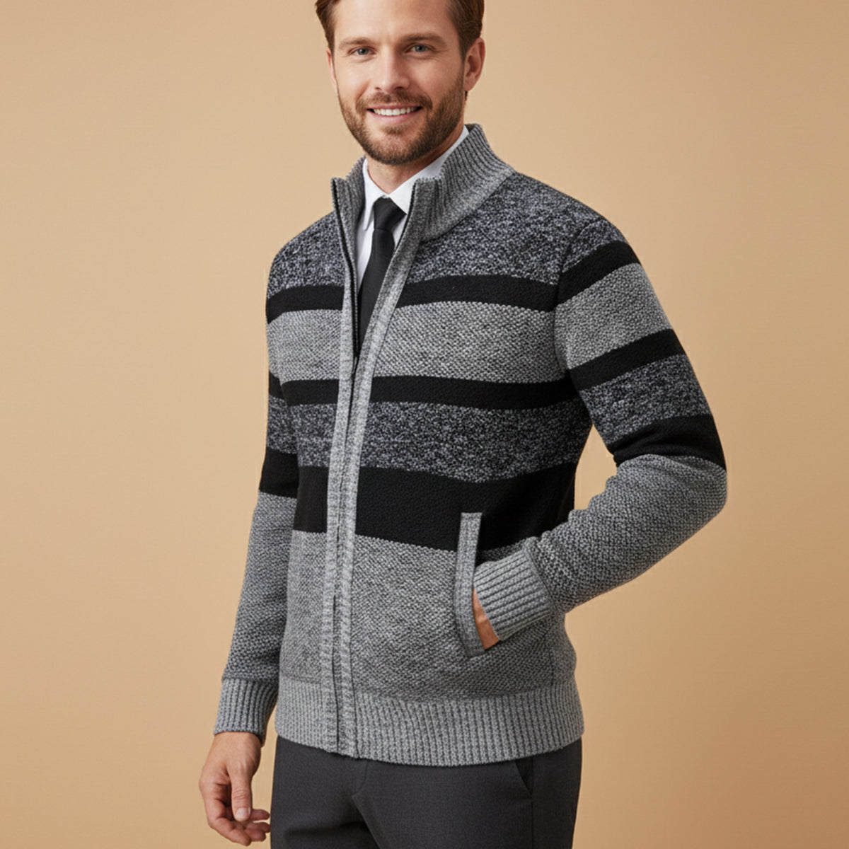 VogeLuxe | Gilet zippé rayé pour homme 5