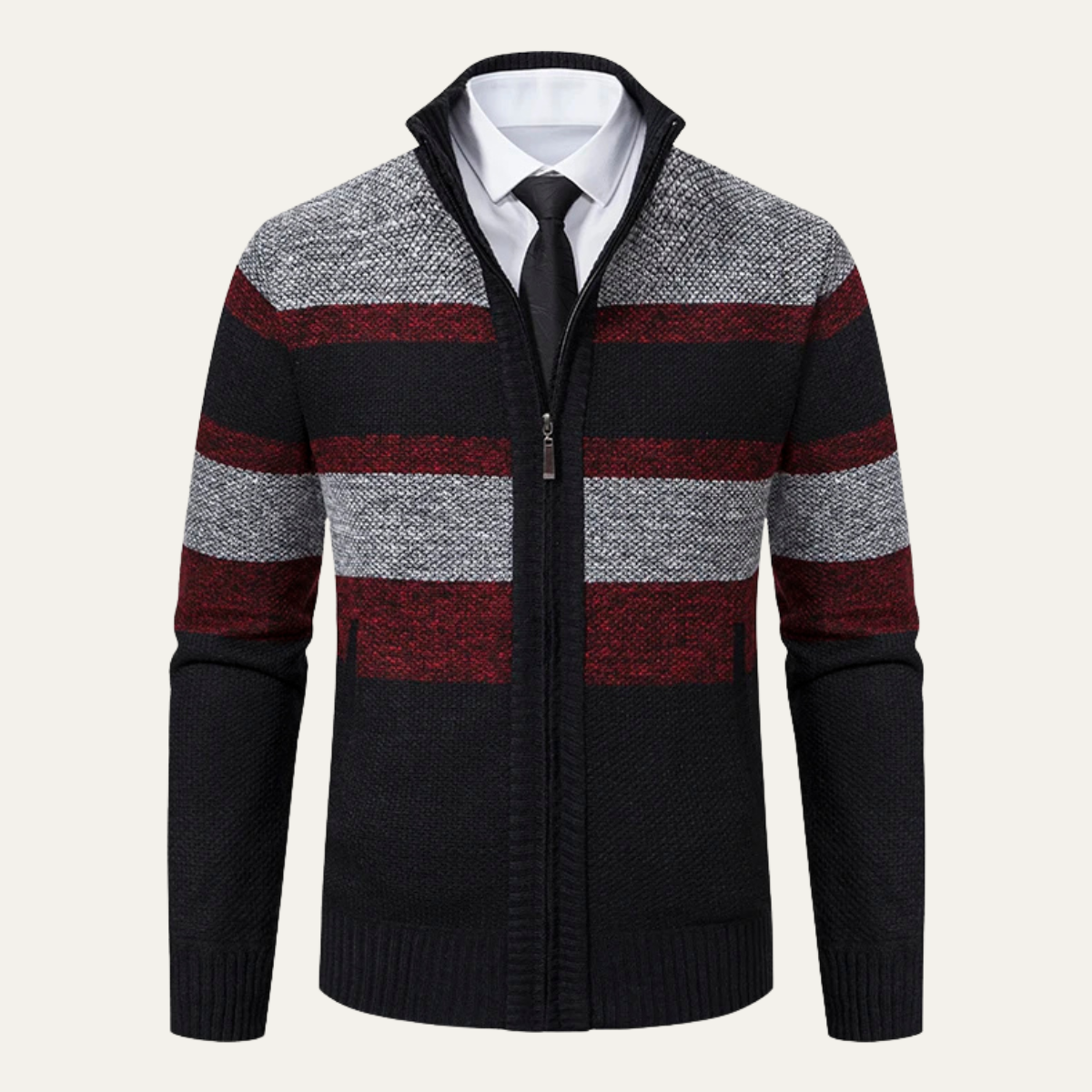 Gilet homme rayé multicolore à fermeture éclair - PanierRoyale