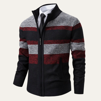 VogeLuxe | Gilet zippé rayé trois couleurs pour homme 2
