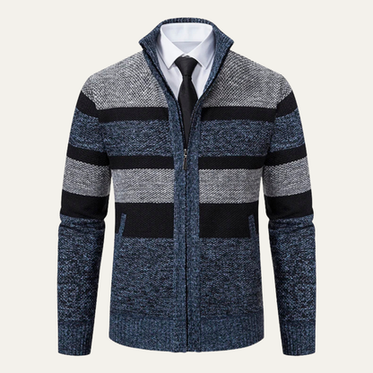 Gilet homme rayé multicolore à fermeture éclair