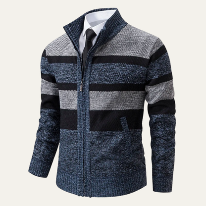 VogeLuxe | Gilet zippé rayé trois couleurs pour homme 6