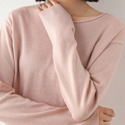 Pull Maille Col Bateau Femme Décontracté - PanierRoyale