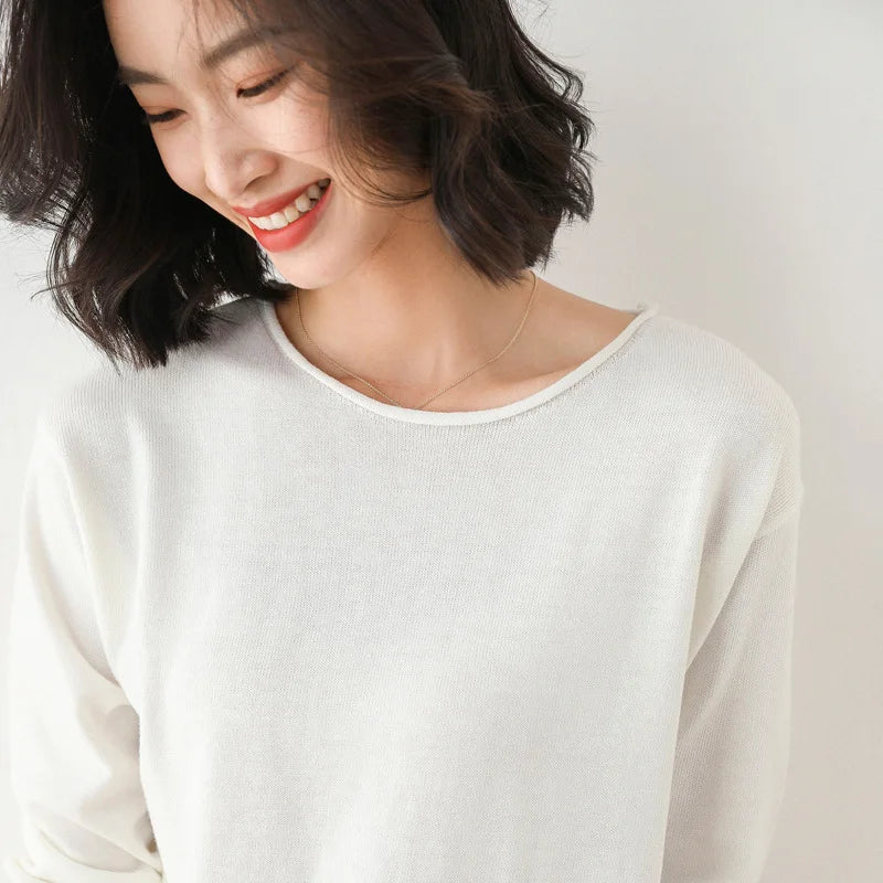Pull Maille Col Bateau Femme Décontracté